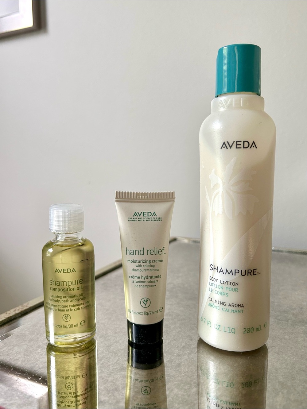 New! AVEDA Shampure Full Size Body Lotion, composition oil and hand relief crème